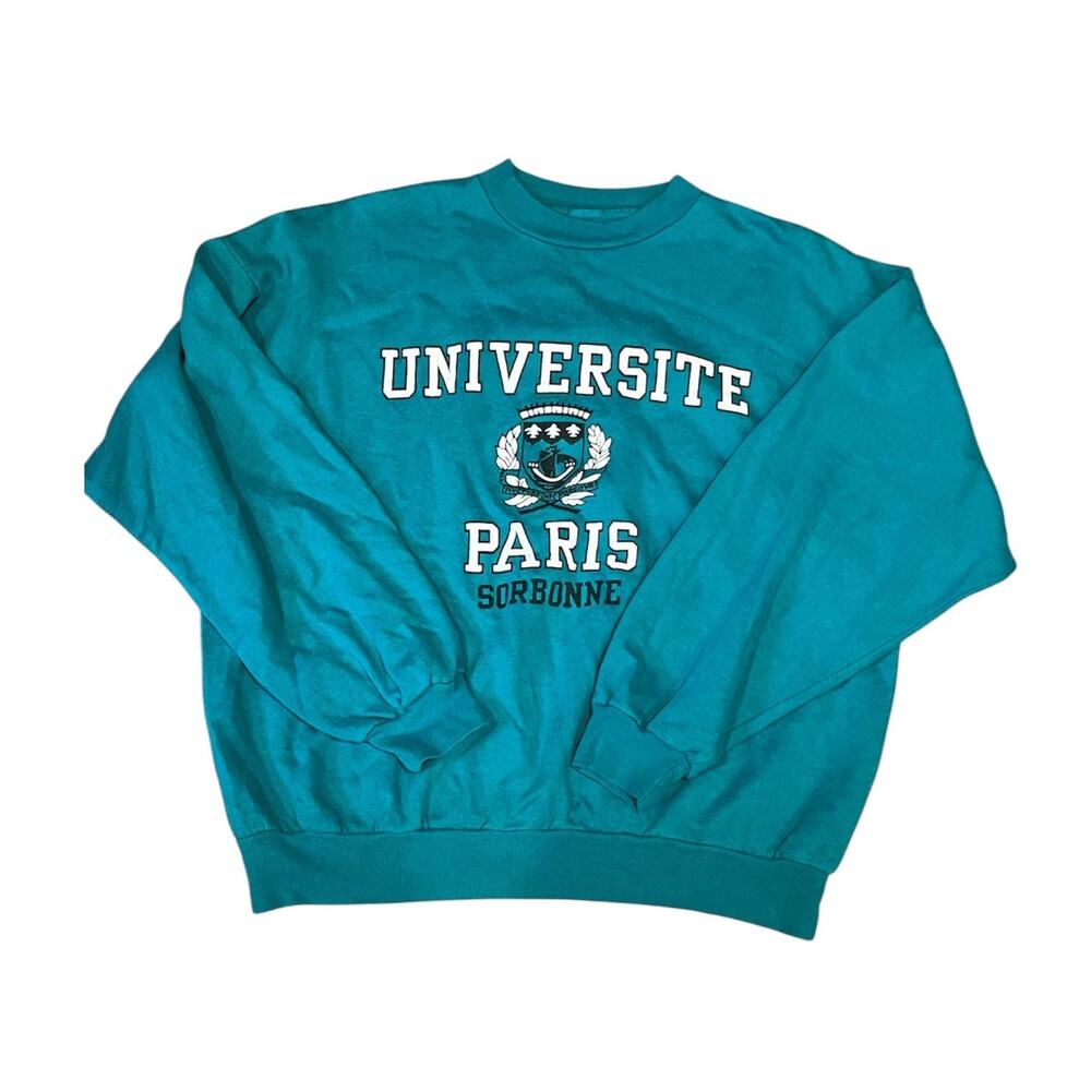 Vintage Université Paris Crewneck Sweatshirt Green Teal French University